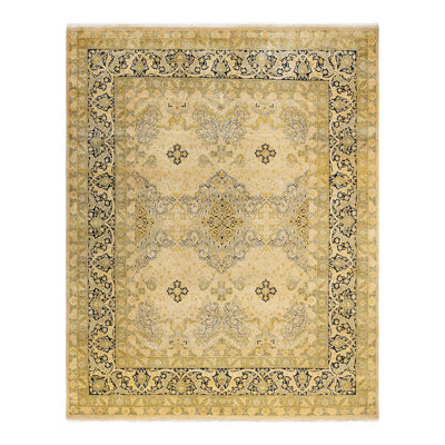 Tapis ivoire / sable noué à la main de conception unique 8 pi 1 po x 10 pi 1 po Keller