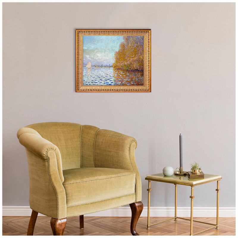 «Monet Collection Argenteuil Basin With A Single Saililier» par Claude Monet, reproduction sur toile, Cadre doré