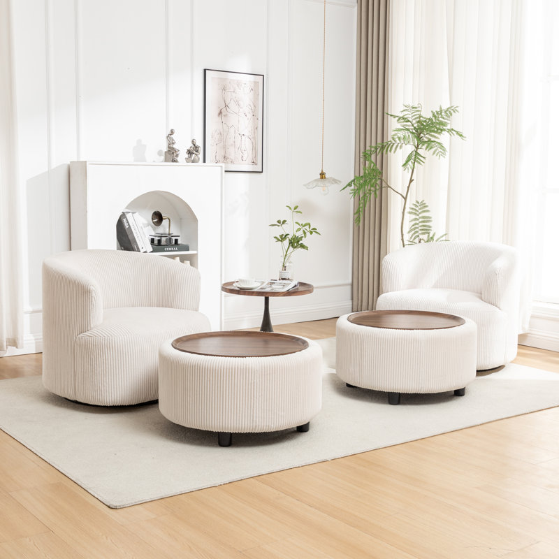 Fauteuil demi-tonneau pivotant avec repose-pieds Pietsch