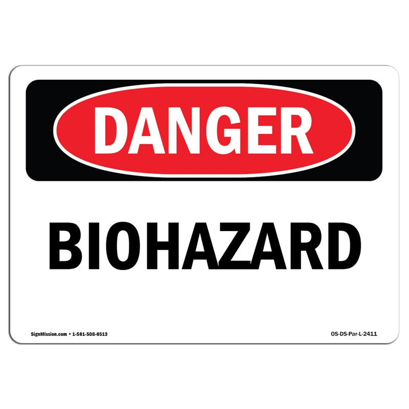 Panneau en aluminium Biohazard 12 x 18, H 18 po x l 24 po x P 0,1 po
