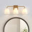 3 Light Brass Gold Bathroom Light Fixtures with Beige Glass