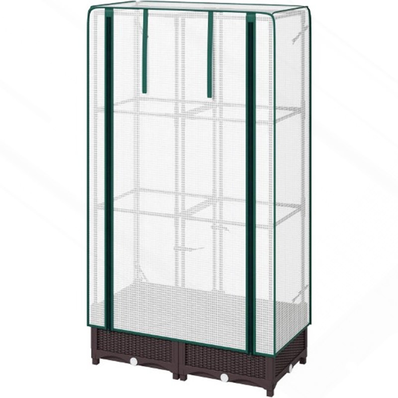 Outdoor Plant Box,Garden Bed with Trellis,with Cover,Drainage Holes and Zipper Door, 48.81" H x 31.51" W x 15.71" D