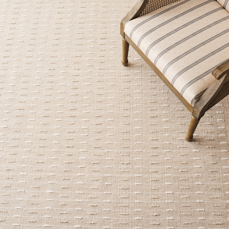 Tapis beige / ivoire en laine / coton tissé à la main 9625 Martha Stewart, Rectangulaire 8 pi x 10 pi