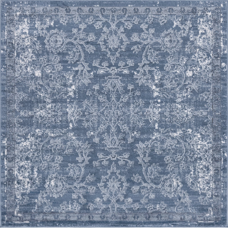 Tapis oriental bleu Charters Towers, Carré 6 pi 1 po