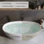 Baignoire 66,6 po à surface solide matte, baignoire à tremper à surface solide, baignoire autoportante en résine de pierre, baignoires autoportantes à rebord épais avec trop-plein, bonde escamotable, blanc mat (ovale)