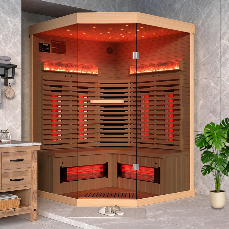 Erommy 2-3 Person Indoor Bluetooth Compatible Far Infrared Sauna In Hemlock