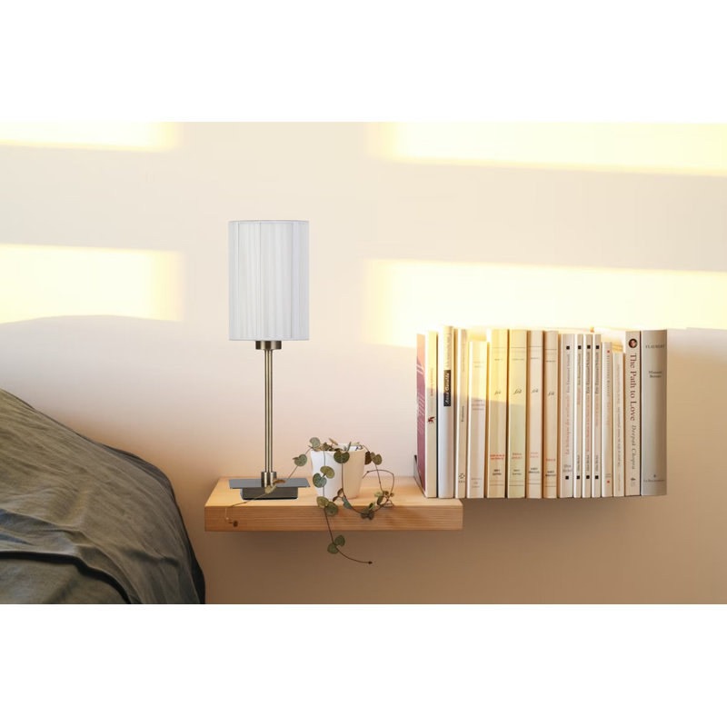 Square Stick Antique Brass Metal Bedside Table Lamp 