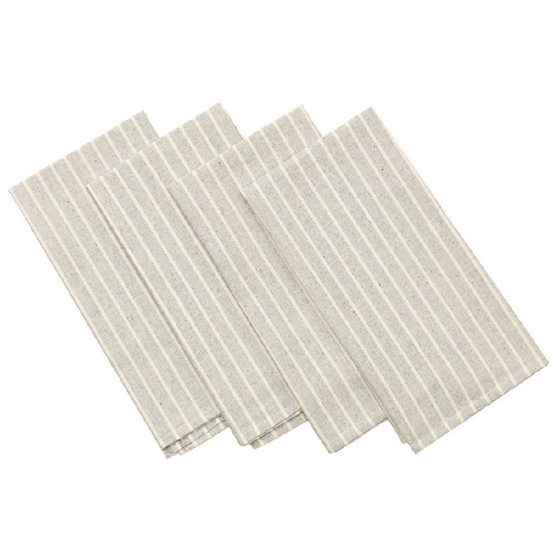  Serviette rayée en coton, Gris