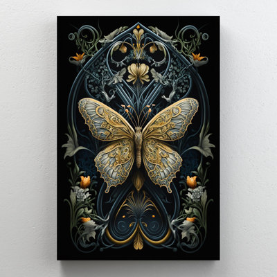 Jonquilles et papillon - impression sur toile tendue