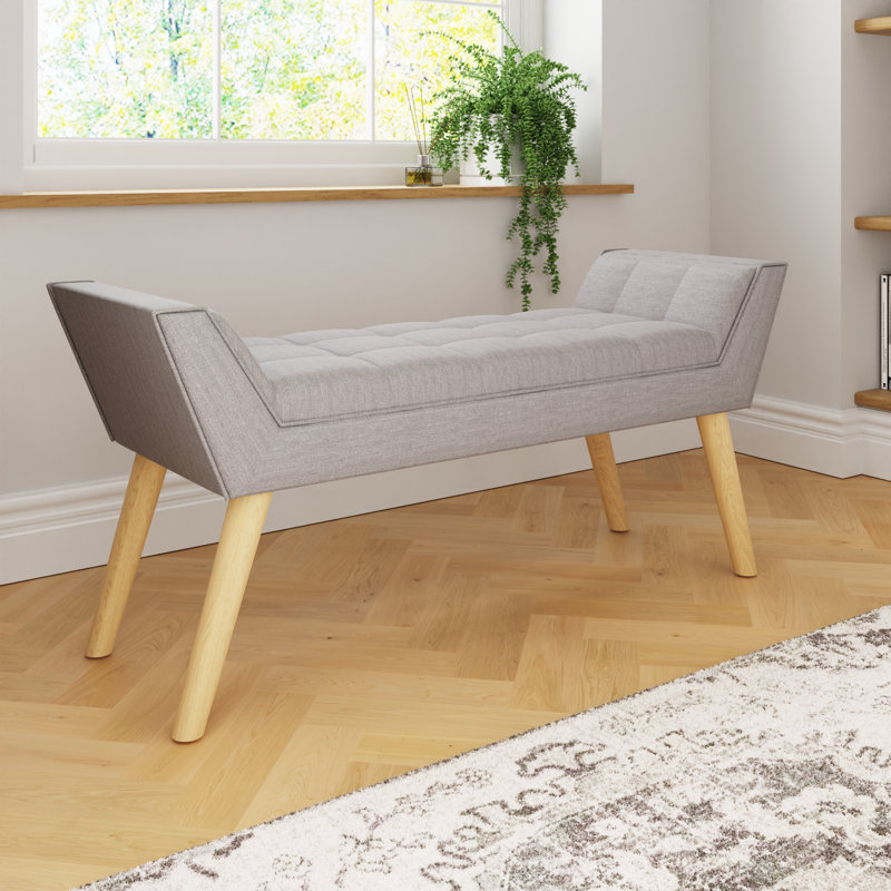 Cauley Upholstered Bench, Hopsack Grey