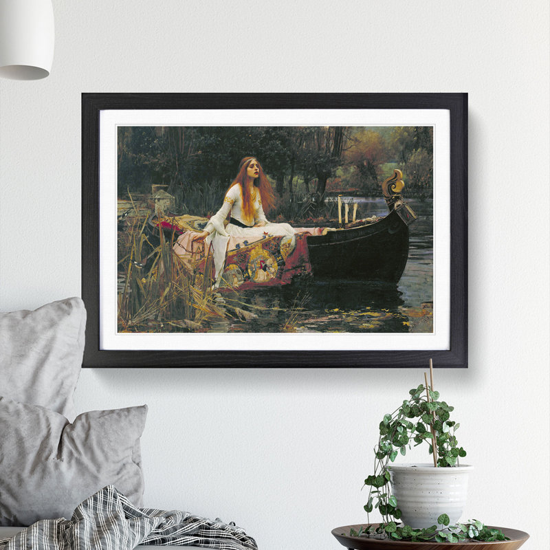 The Lady of Shalott by John William Waterhouse - Picture Frame Painting, 48cm H x 65cm W x 2cm D, Black