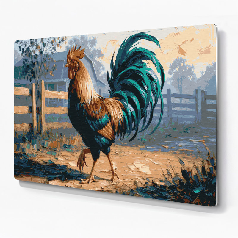 Farm Roosters, art mural gris en métal, H 12 po x l 18 po