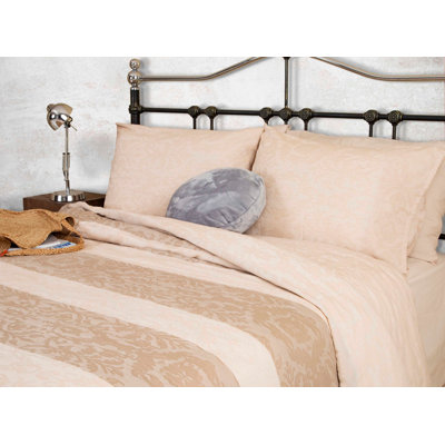 Ensemble de housse de couette 100% coton beige / brun Beale 4 pièces