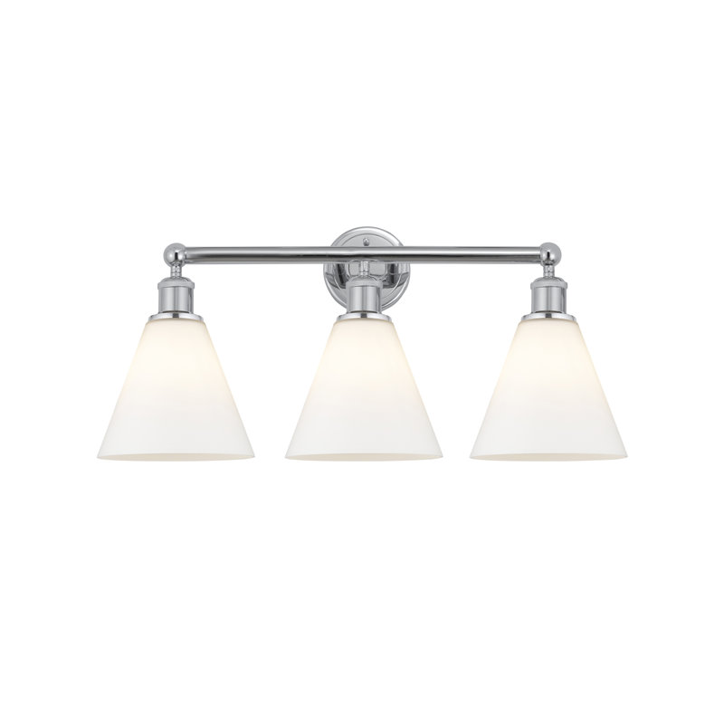 Éclairage de salle de bain à intensité variable à 3 lumières Beva, Blanc mat, Chrome poli