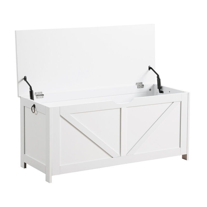 Storage Bench - White Entryway Option, Heavy Duty, U Shaped Pull, Quick And Easy Assembly Retro Box Organizer White, Access To Stored Things, Frame, Good For '