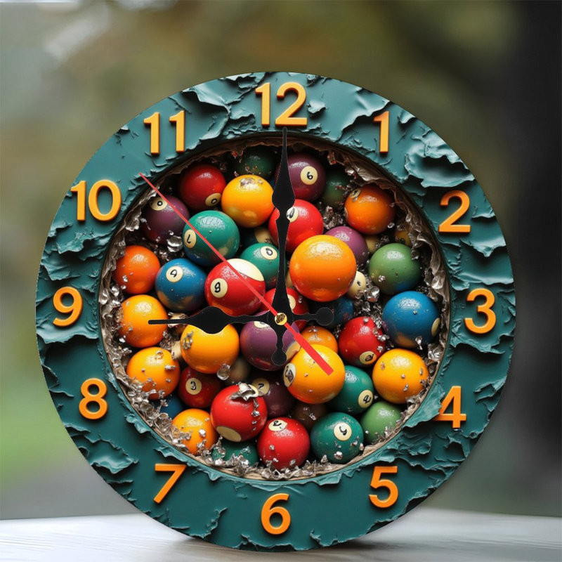 Colorful Billiard Pool Balls Clock