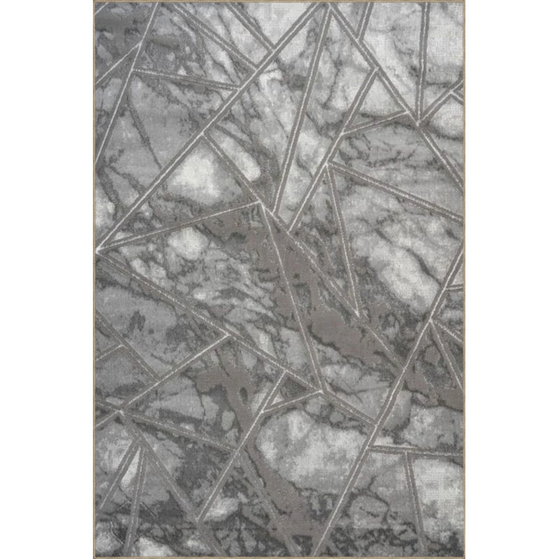 Cross Gray Themed Woven Base Carpet And Washable Carpet, Rectangle 4' x 5'11"