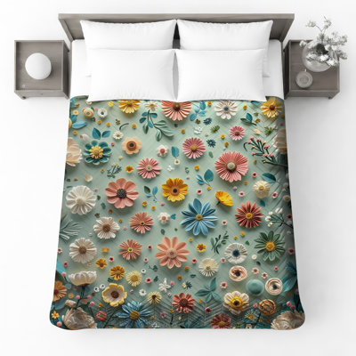 Couvre-lit matelassé fleurs en papier coloré toutes tailles