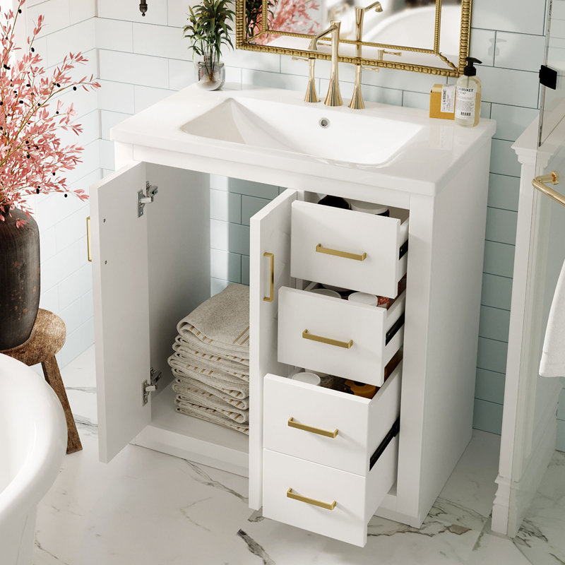 Meuble-lavabo 30 po avec comptoir en céramique, Blanc