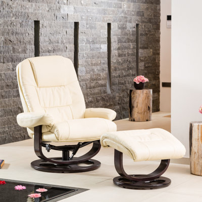 Robeson Faux Leather Swivel Recliner with Footstool