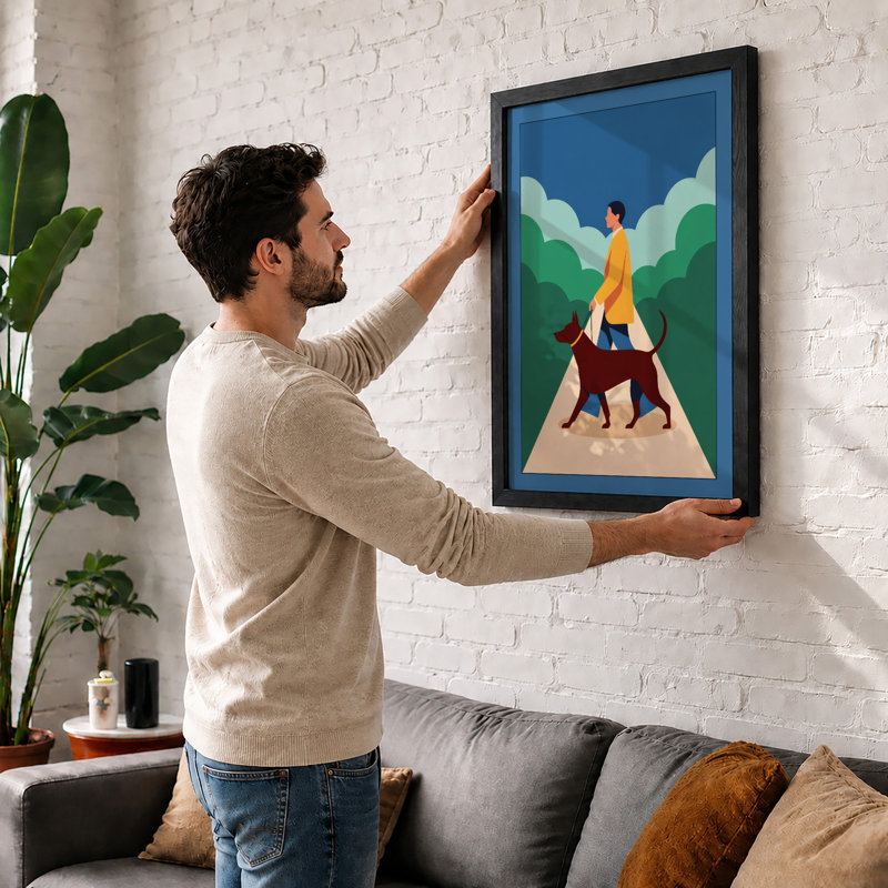 Figure and Hound Modern - Framed Print, Black, A3 - 42.0 x 29.7 cm