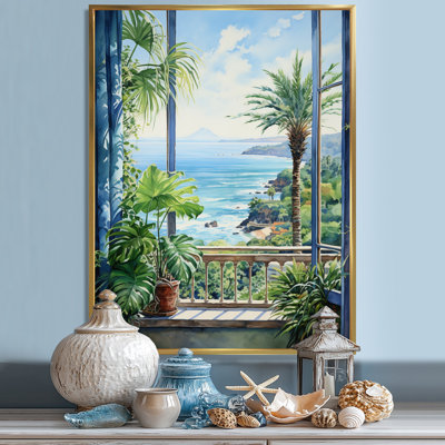 Tropical Windows To The Beach II - Coastal Windows Wall Art