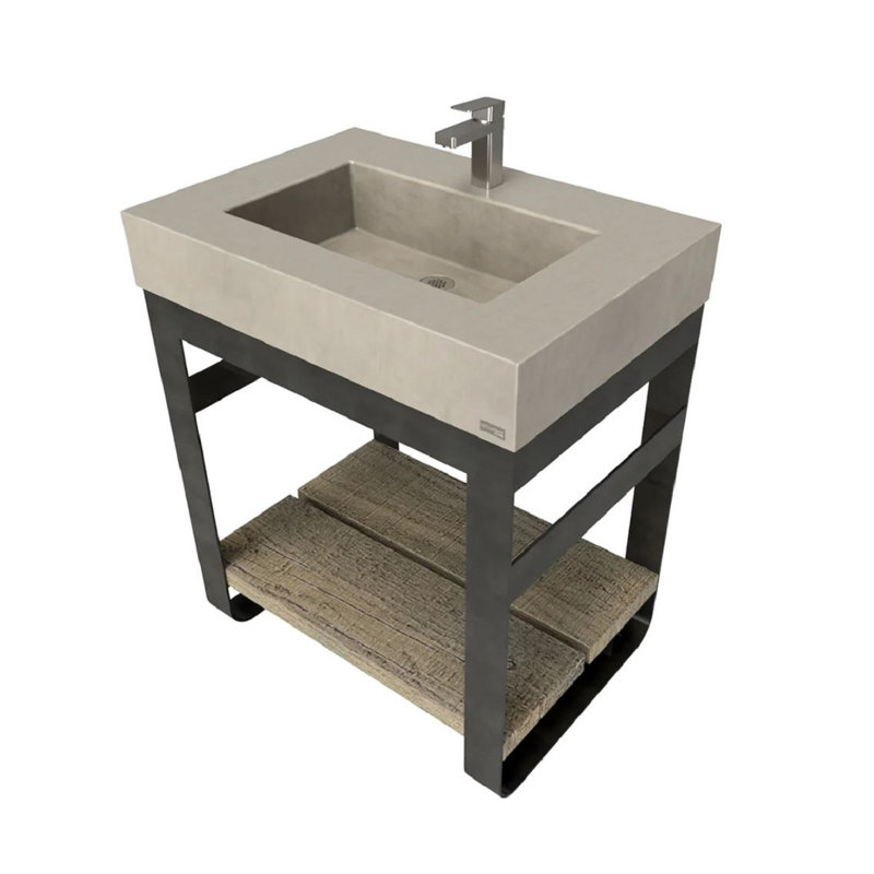 Outland 30" Vanity with Concrete Rectangle Sink, Single Hole, Graphite, Brushed Nickel, 30"