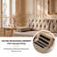Canapé d'angle modulaire 4 places avec pouf, jupe à franges d'inspiration vintage, dossier capitonné et assise flexible, couleur camel-2003206893