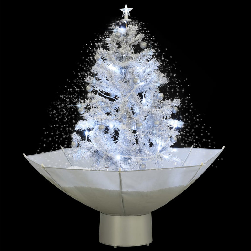 Snowing Christmas Tree Artificial Xmas Tree with Umbrella Base PVC, White