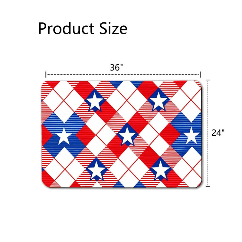 Tapis rouge 24 po x 36 po à motif rayé étoile rouge Argyle