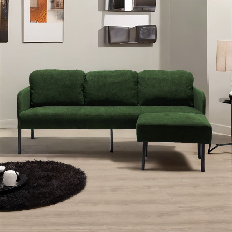 3 seater l-shaped sofa with ottoman, Vert