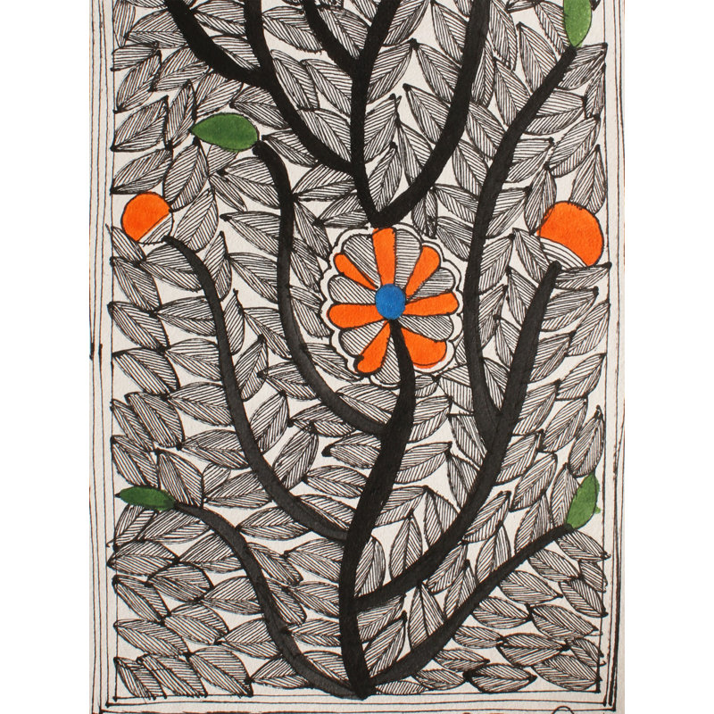 Fleurs | Peinture Madhubani | Couleurs naturelles sur papier fait à la main