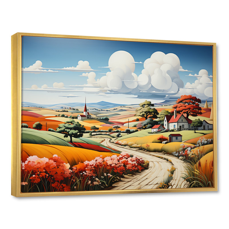 «Tarquility In The Countryside», reproduction sur toile, Cadre flottant doré, H 12 po x l 20 po x P 1 po