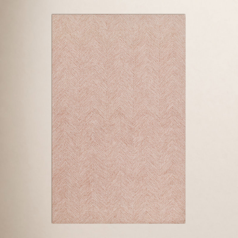 Beker Zig Zag Wool Hand Tufted Pink Area Rug, Rectangle 2' x 3'