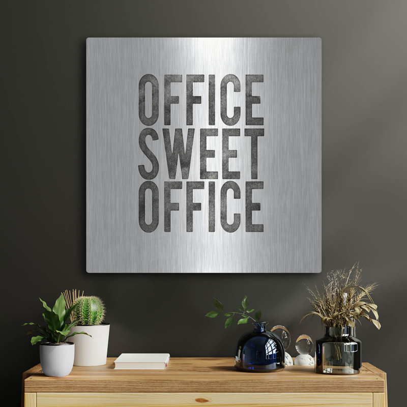 Art mural luxueux en métal «Work From Home 1» par Wild Apple, 24 po x 24 po, H 24 po x l 24 po