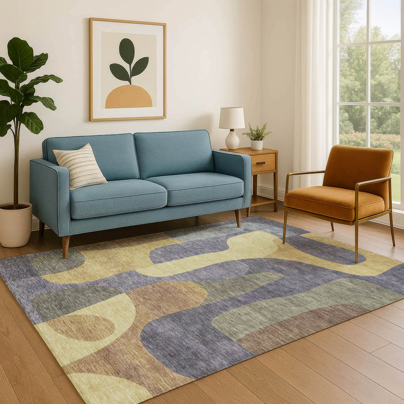 Premium Machine Washable Mayfield AMF1867 Abstract Rug, Rectangle 8' x 10'