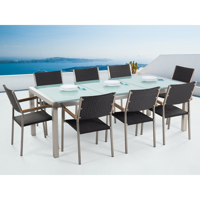 Sharon 8 - Person Patio Dining Set with Rectangular Table , Cushions Included
