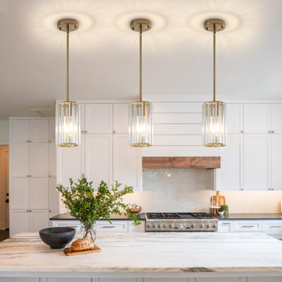 1-Light Modern Crystal Single Pendant Light With Adjustable Height