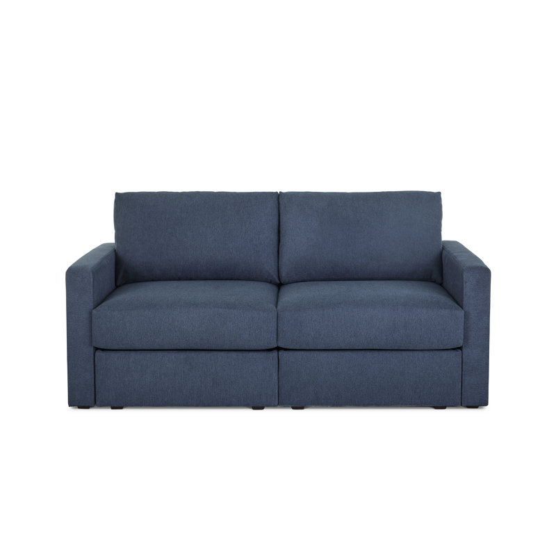 Causeuse modulaire à accoudoirs carrés Flex avec coussins réversibles, Mélange de polyester gris clair Frost