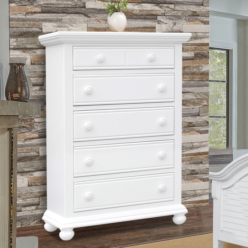 Cape Cod Cape 5 Drawer Chest, White