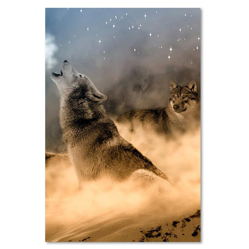 Leinwandbild Wolf Fog Animals Nature