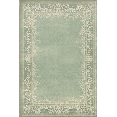 Green Ethnic Geometric Patterned Woven Base Rug