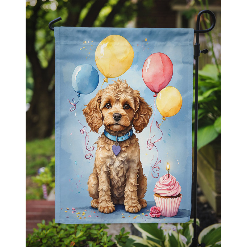 Drapeau de jardin «Happy Birthday», Cockapoo