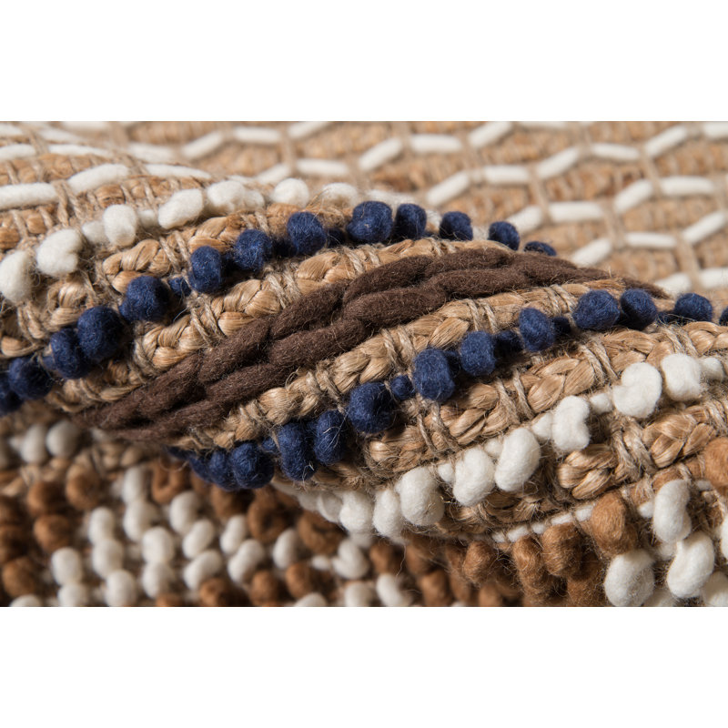 Alberta Geometric Handmade Flatweave Ivory/Brown Rug, Rectangle 2' x 3'