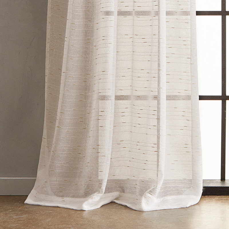 Modern Off-White Sheer Polyester Rod Pocket Curtain Panels