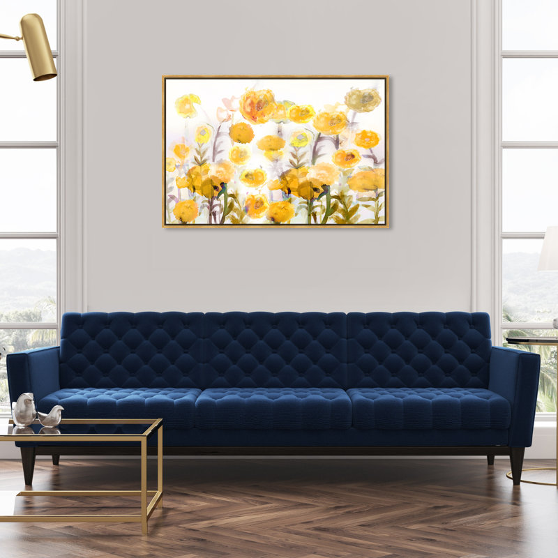 Floral and Botanical Bella Garden Poppy Yellow Gardens, reproduction d'art sur toile, H 30 po x l 45 po x 1,5 po