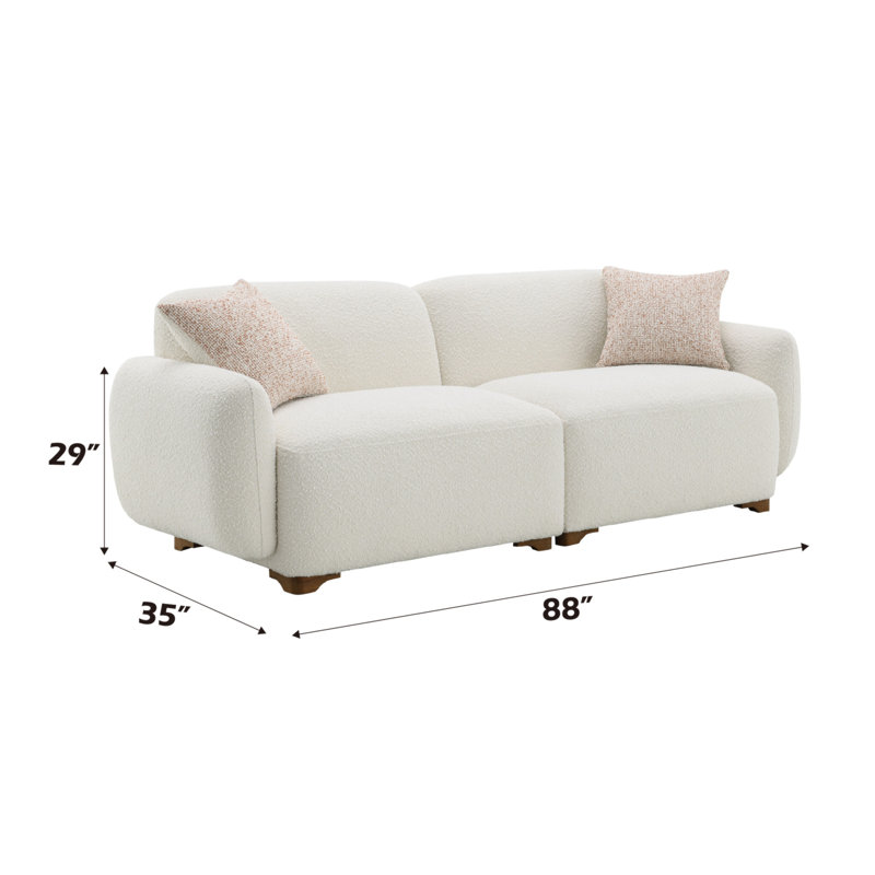 Darius Boucle Sofa With 2 Toss Pillows