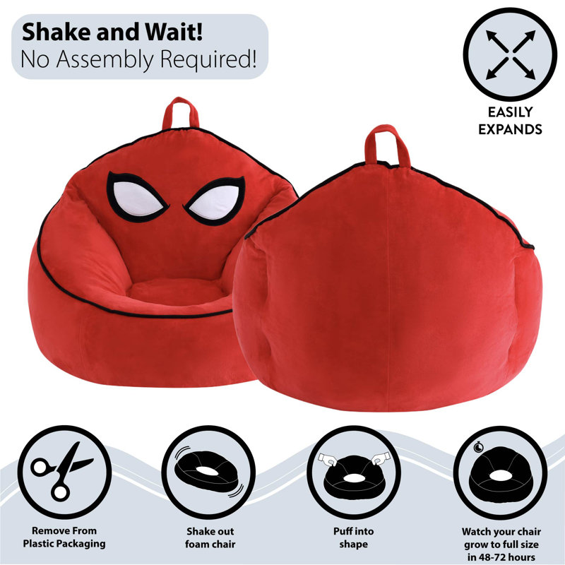 Marvel Spiderman Kids Foam Filled Bean Bag Chair, Decorative Lounge Chair for Kids