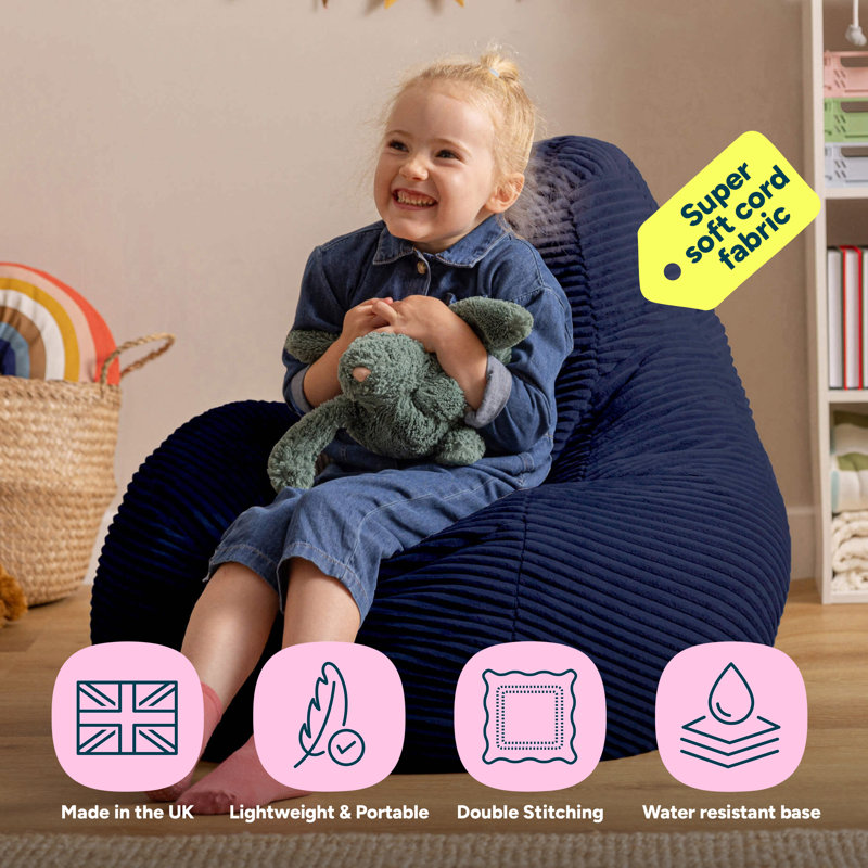 Kids Dalton Cord Bean Bag, Navy Blue