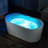 59" L x 31-1/2" W Whirlpool & Air Bubble Heated Freestanding Soaking Double Eened Bathtub with LED Control Panel, Chromatherapy-98728268-108467068